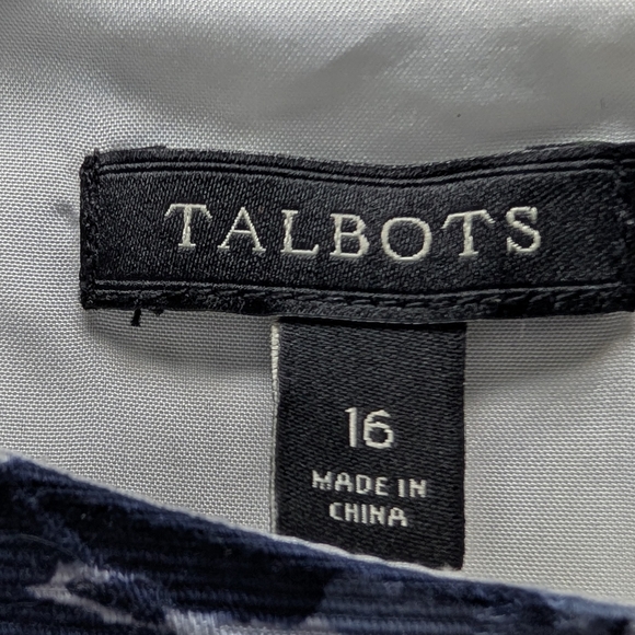 Talbots Floral Fit & Flare Dress Size 16 Indigo & White Sleeveless Midi Weddings - Picture 3 of 6